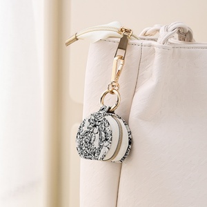 Portable Mini Travel Jewelry Box Simple New Round PU Leather <b>Case</b> for Pendant <b>Earrings</b> and Rings Keychain Included - Product Image 3