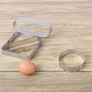 304 Stainless Steel Baking Tart Ring Square Oval Round Cake Mold With Holes For Cheesecake Mousse Dessert Making Tools - Product Image 4