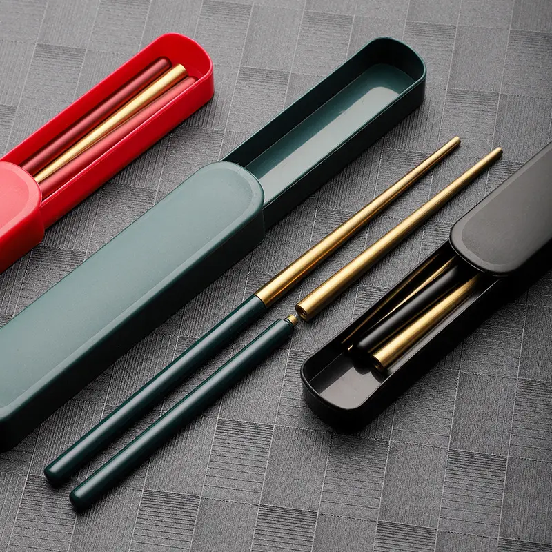 Custom Picnic Tableware Dismountable Chinese Alloy chopsticks gift set