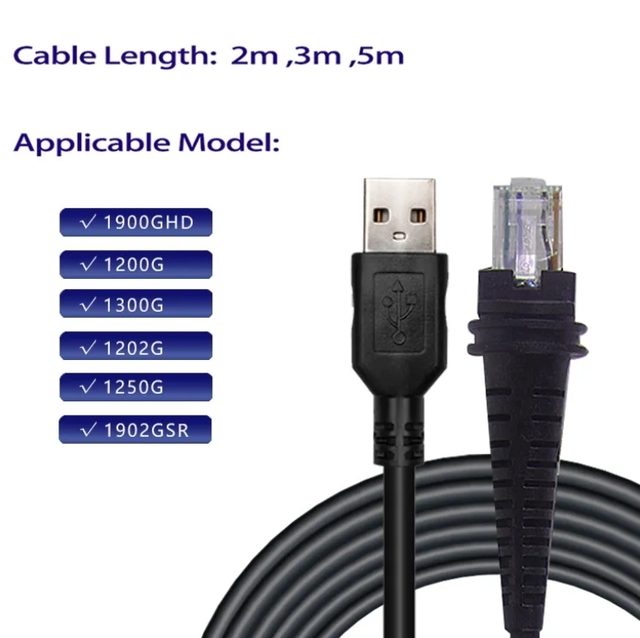 1200g 1202g 1250g 1300g 1900g 3310G Compatible 2M USB to RJ45 Barcode Scanner Cable for for Honeywell 1900 Hhp