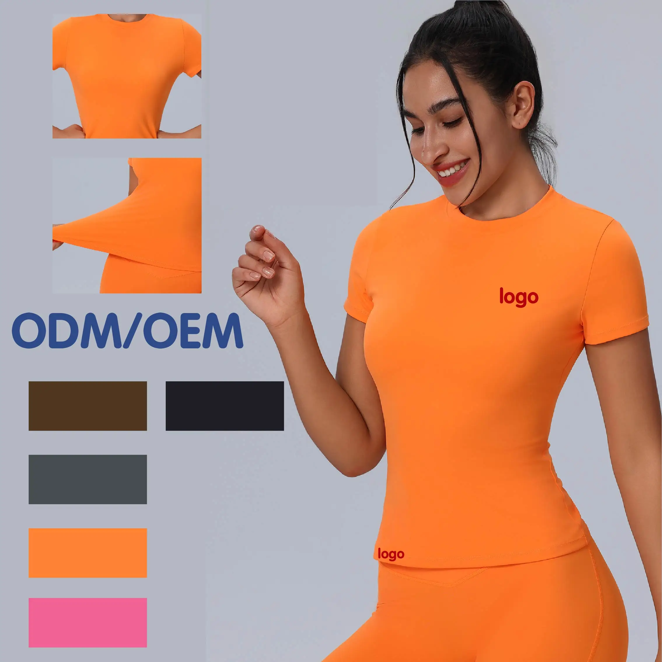 Crew Neck Short Sleeve Yoga Top Quick Dry for Running Outdoor Gym Women Manufacturer