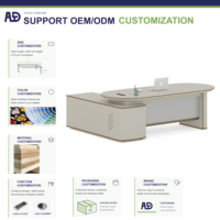 Bureau de direction moderne en MDF avec tiroir et armoire latérale, pliable, facile à assembler, durable, multifonctionnel, table de travail de bureau commerciale