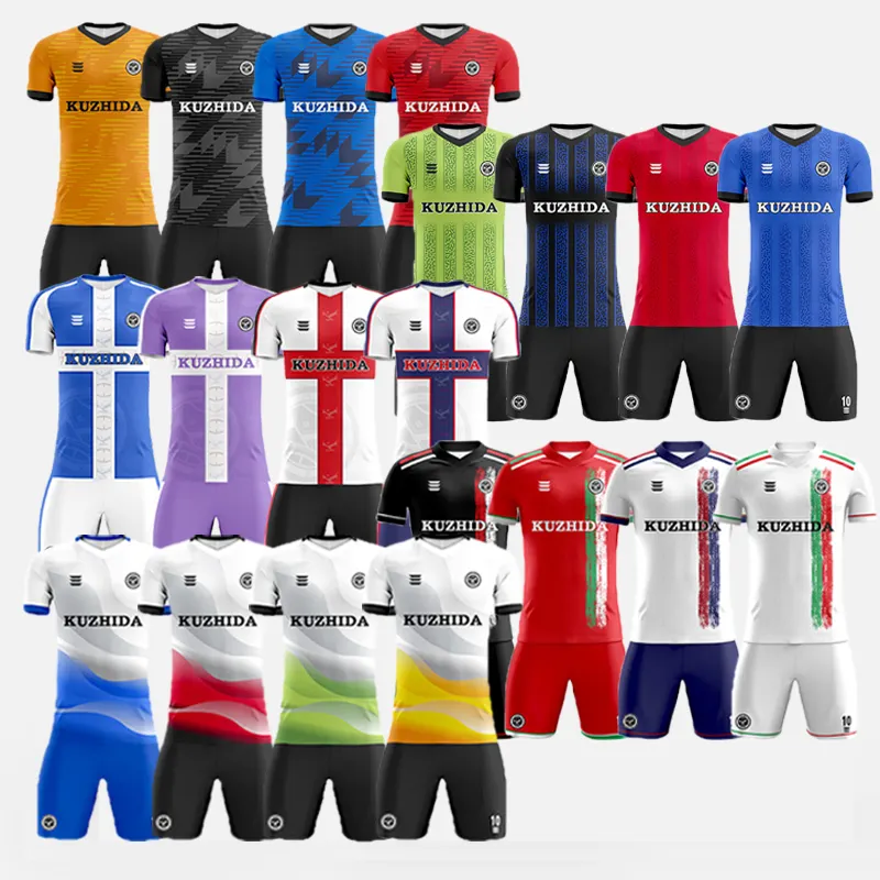 Ensembles d'uniformes de football à logo personnalisé Camisetas de futbol Maillot d'entraînement de l'équipe Kits de football Ensemble complet Uniforme de football personnalisé