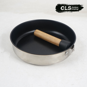Cls Outdoor <b>Camping</b> Non Stick Frying Pan Stainless Steel Portable For Induction And <b>Gas</b> Stove - Product Image 2