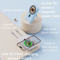 Nouveautés Tendances 2026 Prix de Gros Batterie Externe Magnétique Sans Fil 10000 mAh Charge Rapide PD22.5W pour iPhone 17 avec Support