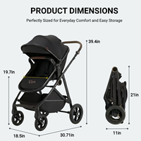 Poussette 2-en-1 Passing Love pour bébé, cadre en acier durable, légère, avec grand panier, idéale pour les promenades quotidiennes