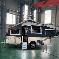 Promotion : Mini-caravane pliable avec tente et auvent, douche et lit double pour camping-car