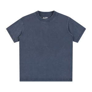 T-shirt da uomo vintage americano in <span class=keywords><strong>cotone</strong></span> pesante, lavato a pietra, effetto distressed, <span class=keywords><strong>tinta</strong></span> <span class=keywords><strong>unita</strong></span>, a maniche corte, traspirante - Product Image 2