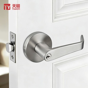 304 Stainless Steel Tubular Lever Lockset Iron Key 60-70mm Adjustable Tubular <b>Latch</b> Handle Security <b>Lock</b> for Kitchen Furniture - Product Image 2