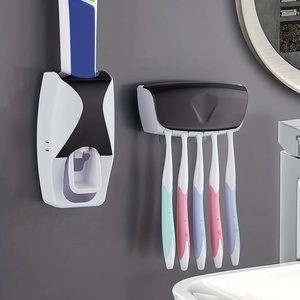 Wholesale Plastic <b>Square</b> Wall-Mounted & Toothpaste Holder Set with Automatic Dispenser and Cup <b>Battery</b> Powered Eco-Friendly - Product Image 1