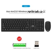 Clavier et souris sans fil AOC Km210 2.4G pour bureau professionnel avec rétroéclairage LED, en stock pour le jeu