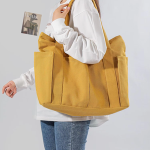 Sac fourre-tout en toile robuste avec logo personnalisé, longues poignées, grande capacité pour les courses et les trajets quotidiens - Product Image 5