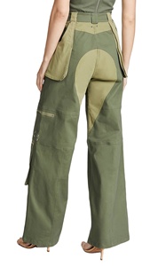 Pantaloni <span class=keywords><strong>Cargo</strong></span> Larghi da <span class=keywords><strong>Donna</strong></span> Personalizzati <span class=keywords><strong>Verdi</strong></span> con Grandi Tasche e Zip, Stile Casual con Spacco e Cintura, Sexy e alla Moda, Stile Street Loose - Product Image 3