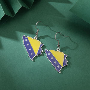 Pendientes Colgantes con Mapa <span class=keywords><strong>de</strong></span> <span class=keywords><strong>Bosnia</strong></span> y Herzegovina Chapados en Oro <span class=keywords><strong>de</strong></span> 18K, Pendientes <span class=keywords><strong>de</strong></span> Acero Inoxidable con Esmalte, Diseño Bosnio - Product Image 5