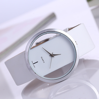 Relojes de Cuarzo Elegantes y Sencillos LP66 para Hombre y Mujer, Diseño Hueco Transparente, Correa de PU Unisex, Esfera Grande, Relojes Casuales para Parejas