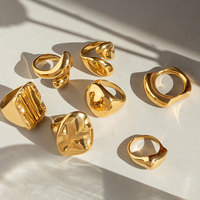 Bague tendance en acier inoxydable 316L plaqué or 14k 18k pour femmes et hommes