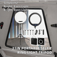 Lampe annulaire LED portable professionnelle de 21 pouces pour téléphone portable, trépied de photographie, éclairage d'appoint pour selfie, 100-240VAC 72W