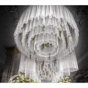 Décoration <span class=keywords><strong>de</strong></span> mariage et <span class=keywords><strong>de</strong></span> fête, rideau <span class=keywords><strong>de</strong></span> plafond à double couche en gaze, accessoires <span class=keywords><strong>de</strong></span> mariage, fil <span class=keywords><strong>de</strong></span> plafond en forme <span class=keywords><strong>de</strong></span> S, voiles ondulés pour fond - Product Image 1