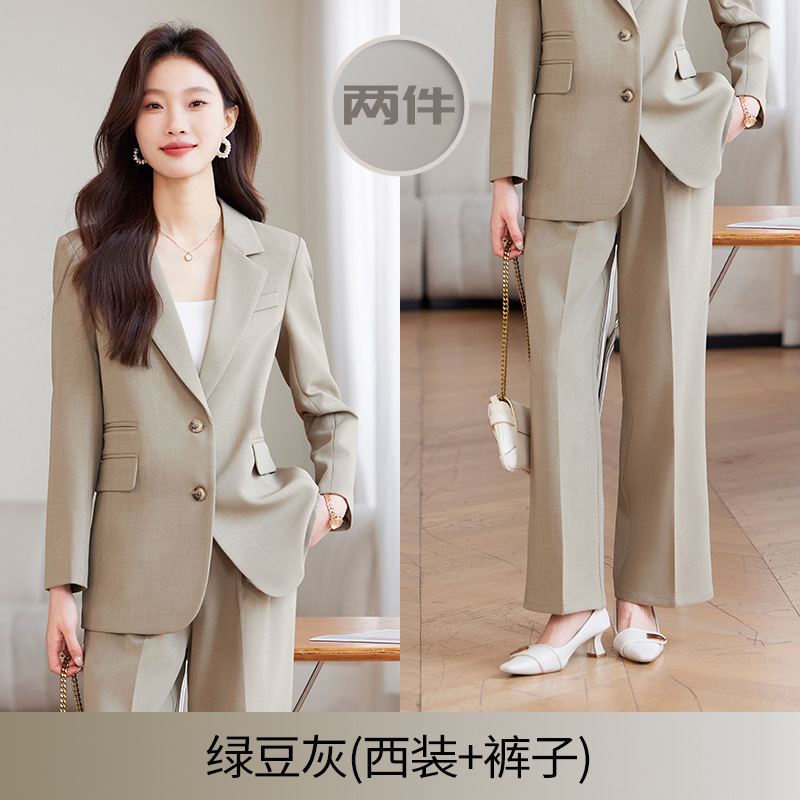 pea green and gray suit pants