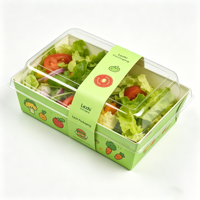 Boîte d'emballage alimentaire polyvalente en papier kraft 450g pour salade, design personnalisé, avec couvercle transparent, pour vente à emporter