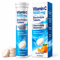 Comprimés effervescents de vitamine C 1000 mg avec sodium, potassium, magnésium, zinc, bioflavonoïdes d'agrumes, marque privée OEM