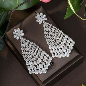 Pendientes colgantes de gota de agua grande de Zirconia cúbica brillante para mujer, accesorios para fiesta de compromiso de Boda nupcial E47 - Product Image 3