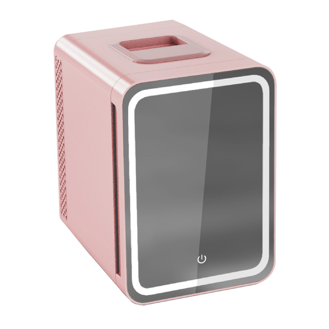 New Item 4L AC/DC Portable Electric Cooler & Warmer Box Car Mini Fridge with Mirror LED Light for Makeup Skincare Cosmetic