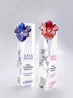 Trophée en cristal personnalisé avec logo et couleur sur mesure, design floral créatif en verre, récompenses pour équipes de championnat, réunion annuelle, excellence