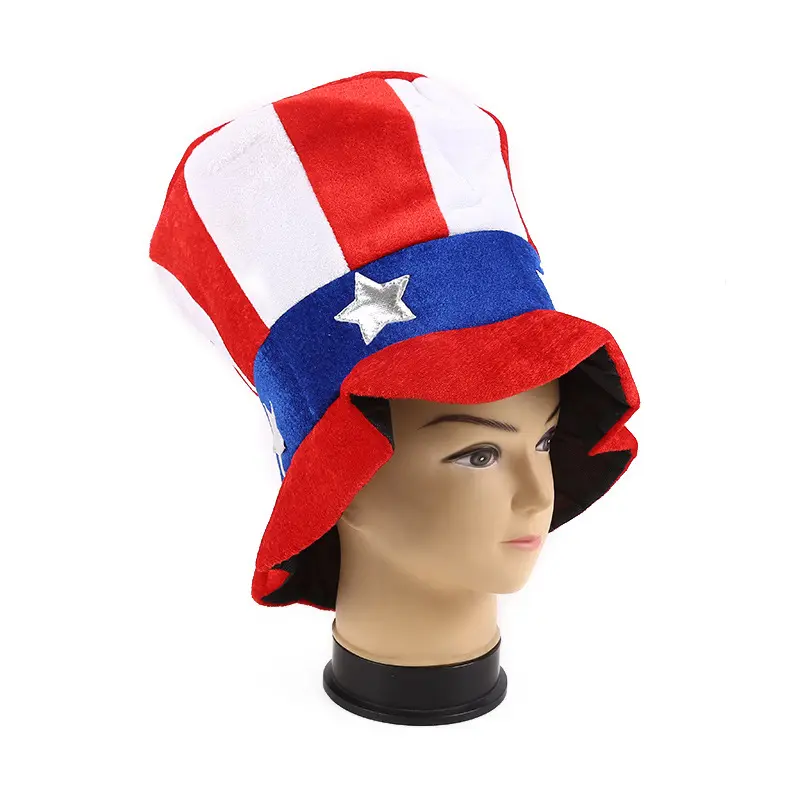כובע דגל יום העצמאות האמריקאי כובע מסיבה בגודל קרנבל כובע גבוה של דוד סם