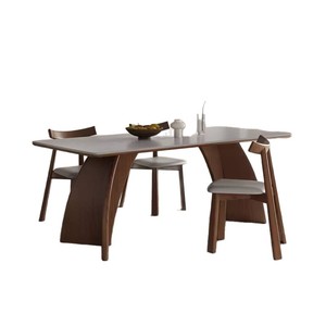 Juego de Mesa y Sillas de Comedor de Madera Maciza, Diseño Rectangular Moderno y Minimalista para Uso Doméstico - Product Image 5