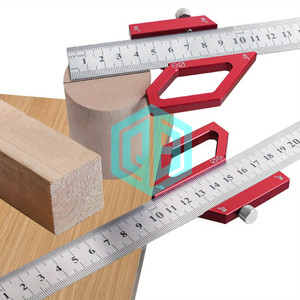Règle en acier pour le travail du bois bloc de positionnement Center Finder 45/60/90 degrés Angle Scriber ligne jauge de marquage <span class=keywords><strong>menuiserie</strong></span> disposition carrée - Product Image 3