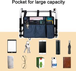 Panier de rangement pour déambulateur avec porte-gobelet, adapté aux déambulateurs pliants pour adultes, organisateur de rollator, pochette de transport et de rangement - Product Image 6
