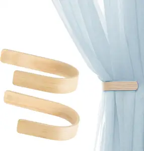 Juego de 2 ganchos extraíbles para cortinas de madera Modern Farmhouse Holdback Wood Curtain Holdbacks para cortinas