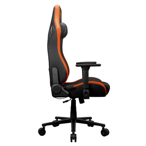 Silla Gamer Personalizada Defensor 4D con Reposabrazos, Silla de Oficina para Juegos en Cuero Naranja y Negro con Reposapiés Extensible - Product Image 3
