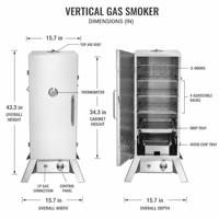 Fumoir à gaz en acier inoxydable avec 4 niveaux, allumage électronique, pour barbecue extérieur, avec thermomètre