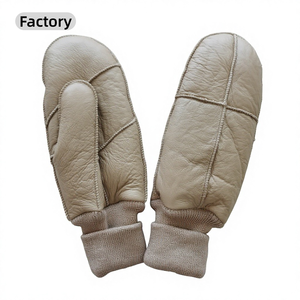 Gants en cuir de <span class=keywords><strong>mouton</strong></span> véritable doublés polaire pour femme, chauds pour l'hiver, fabrication OEM, avec support d'échantillons - Product Image 1