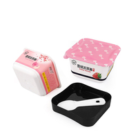 Gobelet carré jetable personnalisé de 45 ml, écologique, pour yaourt, avec couvercle et cuillère, double paroi, logo imprimé pour crème glacée