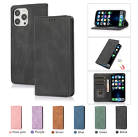 Étui portefeuille magnétique en cuir pour téléphone portable avec fentes pour cartes pour iPhone 17 17 Pro Max 15 Plus 14 13 12 11 XR XS 7 8