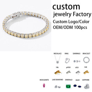 Bracelet tennis en argent S925 plaqué rhodium avec moissanite jaune vif, pierres de 4,0 mm, 16-19 cm - Product Image 2