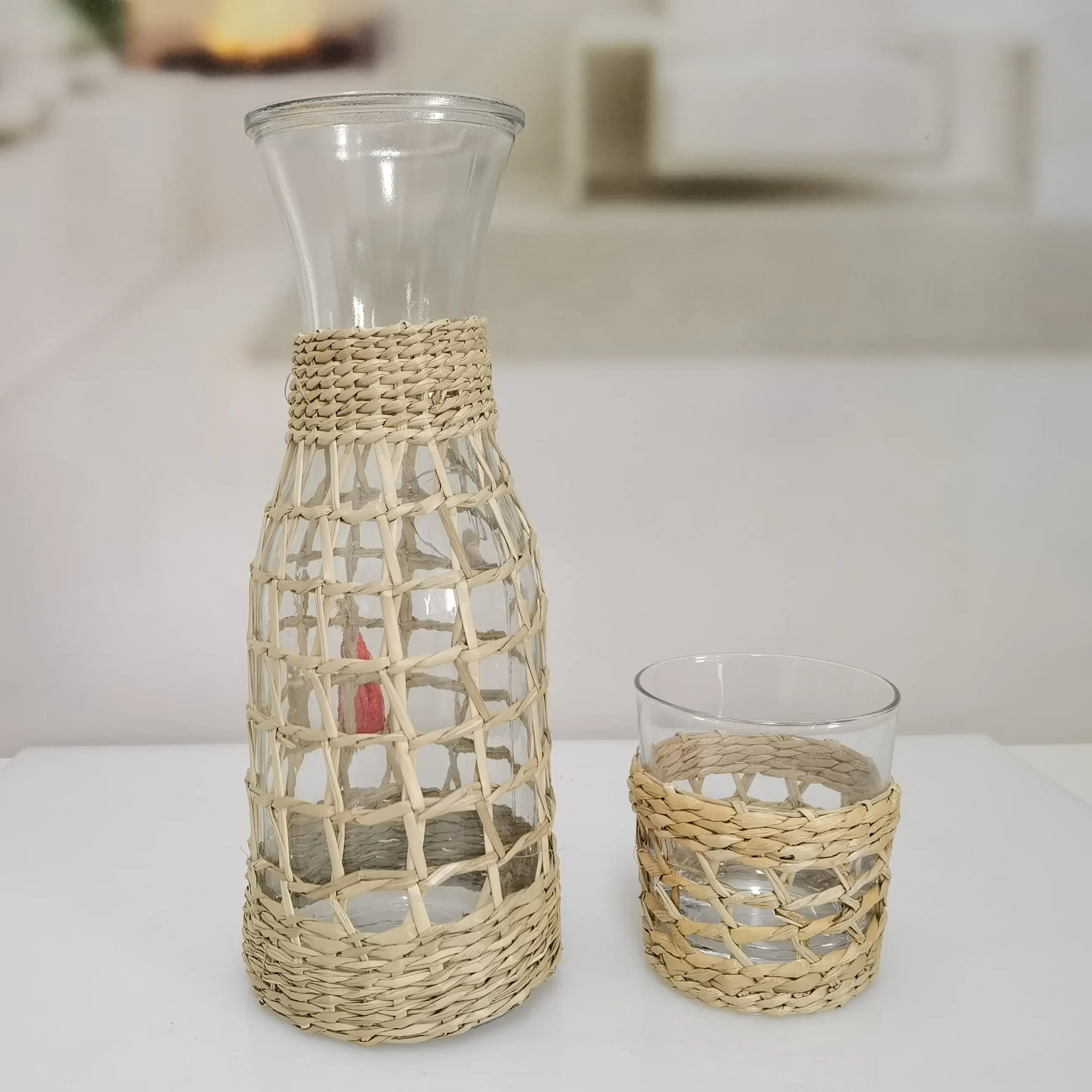 Bán Buôn Seagrass Bọc Nước Uống Nước Jug Và Ly Set