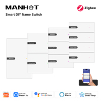 Interrupteur mural intelligent Zigbee DIY avec écran d'affichage et panneau en verre, compatible Tuya Alexa Google Home, 1 à 4 gangs