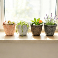 Pot de fleurs rond en plastique de 7 pouces, style rétro, pour bureau et fenêtre, pot de plantation de jardin, écologique, durable, intérieur/extérieur