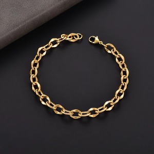 Bracelet ovale simple en acier inoxydable style hip-hop, chaîne de cheville à maillons rolo, chaîne de poignet basique, bijoux de mode exquis - Product Image 4