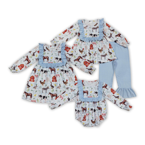 ชุดเสื้อผ้าเด็กผู้หญิงชุดเสื้อผ้าน้องสาวกางเกงสีฟ้าเสื้อแฟชั่นสำหรับเด็กวัยหัดเดิน - Product Image 1