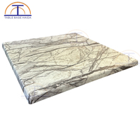 Table à manger extérieure carrée de qualité commerciale aspect marbre dessus en plastique à motifs en résine imperméable pour restaurant café salon