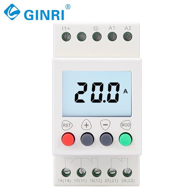 GINRI SIR1000/AD20A Miniature High Power Sealed LCD Over Under Current Monitor Single Phase Voltage Protector Relay