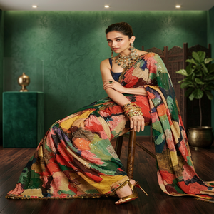Chemisier en broderie Georgette pour femmes, nouvelle séquence, pour fête de mariage, créateur indien, Collection Sari, vente en gros - Product Image 3