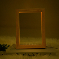 Lampe acrylique vierge à graver, Base en bois, veilleuse LED 3D, cadre décoratif, DIY