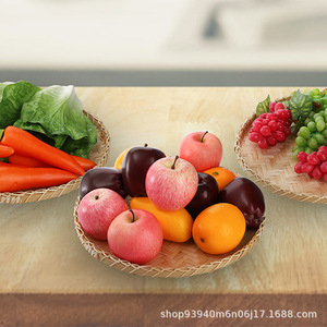 Plateau rond en bambou tressé, panier à fruits fait main, plateau de service en bambou naturel pour la cuisine, la table à manger, la décoration - Product Image 2