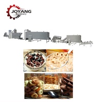 Productielijn voor het maken van multigrain frosted corn wheat bran flakes, chocoladeballetjes, schelpjes, ringen en ontbijtgranen met een extruder.